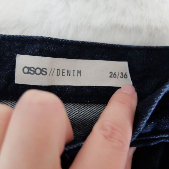 ASOS Denim Blue Fringe Hem Straight Button Fly Jeans Size 26 - Picture 7 of 10